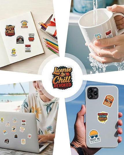 100 Pcs Hard Hat Stickers for Car Laptop Water Bottle Wall Book Waterproof Vinyl Decal Construction Electricians Mechanics Military Sticker Souvenir Birthday Gift for Men Women Teen
