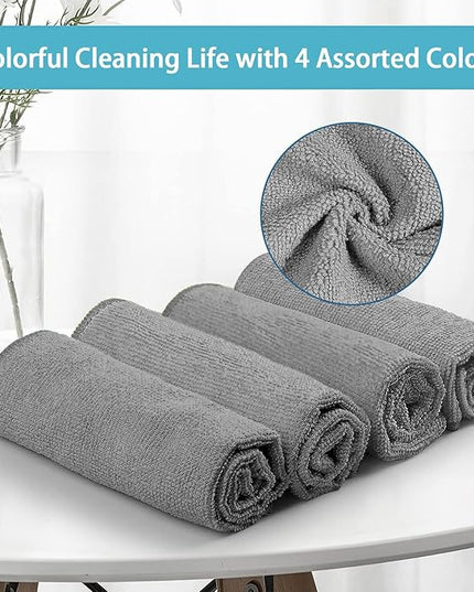 HOMEXCEL Grey Microfiber Cleaning Cloth,150 Pack Cleaning Rags, Cleaning Towels,11.5"X11.5" Shop Towels
