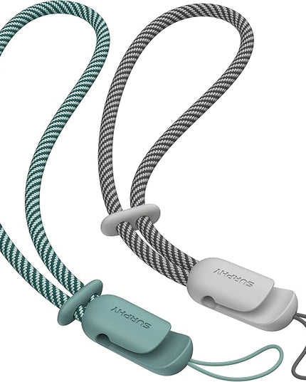 SURPHY 2 Pack Phone Lanyard for Cellphone Case, Phone Wrist Strap for Case, Cellphone Strap with 2-Color Braided, Charm Wrist Lanyard for Women and Men, Green & Gray