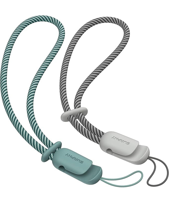 SURPHY 2 Pack Phone Lanyard for Cellphone Case, Phone Wrist Strap for Case, Cellphone Strap with 2-Color Braided, Charm Wrist Lanyard for Women and Men, Green & Gray