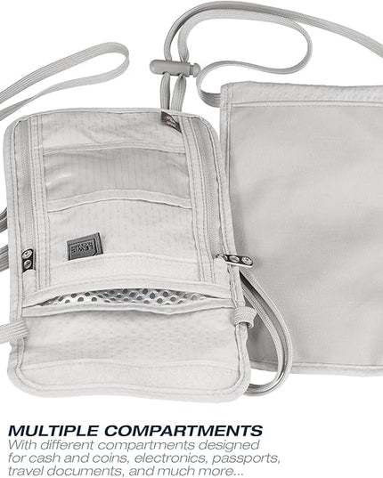 Lewis N. Clark RFID Blocking Stash Neck Wallet, Travel Pouch + Passport Holder for Women & Men, Gray