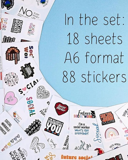 BulbaCraft Funny Social Worker Stickers for Water Bottles - Waterproof Vinyl Social Work Decals, Gifts for Women & Men