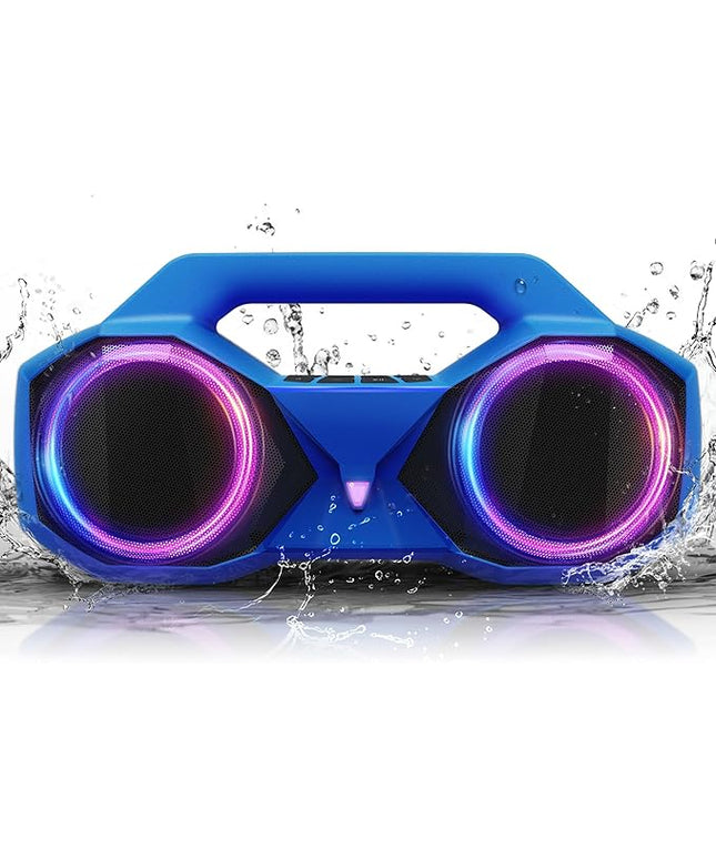 Bluetooth Speaker 80W(Peak)Loud with Bass, 20H Playtime, IPX7 Waterproof, RGB Lights, TWS, Large Portable Wireless Speakers for Outdoor, Home, Party, Pool, Beach, Tailgating, Gym, Work, Gifts (Blue)