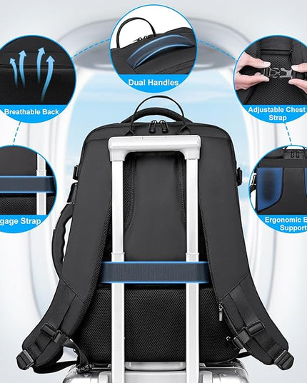 FENRUIEN Vacuum Travel Backpack with Digital Scale Handle, Expandable 60L Air Compression System with Pump, Airline Approved Carry-On Fits 17.3" Laptop