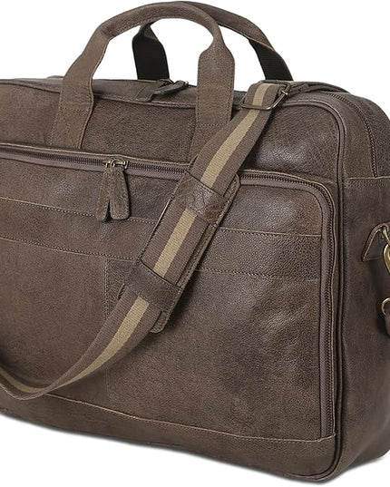 Leather briefcase 18 Inch Laptop Messenger Bags for Men and Women Best Office briefcase Satchel Bag (Grey)