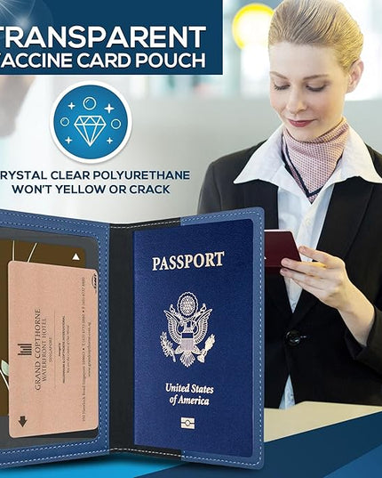 Ciana Passport Holder for Travel – PU Leather Passport Cover and Card Holder for Men & Women – Slim Passport Holder with Card Protector Slot, Travel Must Haves (Light Blue)