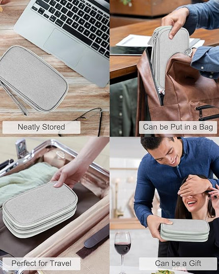 FYY Travel Cable Organizer Bag Pouch Electronic Accessories Carry Case Portable Waterproof Double Layers All-in-One Storage for Cord, Charger, Phone, Earphone Grey