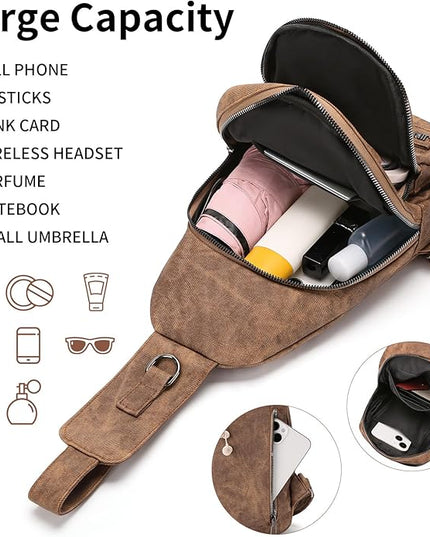 FALAN MULE Crossbody Bags for Women Trendy Leather Sling Chest Bag Fanny Packs for Women