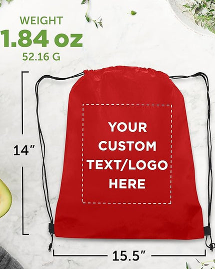 DISCOUNT PROMOS Custom Non-Woven Drawstring Backpacks Set of 10/50/100, Personalized Bulk Pack