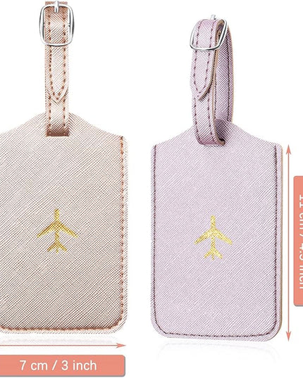 Weewooday 2 Set Mr and Mrs Passport Covers Holder and Luggage Tags Cute Leather Wallets Holder Travel Luggage Tags for Women Men Gift(Purple, Pink)
