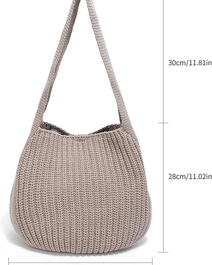 ENBEI Women's Crochet Tote Bag Knit Shoulder bag,Aesthetic Bag,Cute Eco-Friendly Tote for Travel,Daily Use,Gift Box Packaging
