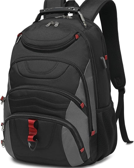 Boavan Laptop Backpack for men, 17.3 inch Laptop Bag with USB Port, Waterproof Travel Work Backpack Purse, Anti-Theft Teacher Nurse Doctor Casual Bookbags Office Business backpack，Black&Dark Grey