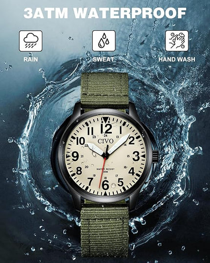CIVO Analog Wrist Watches for Men: Waterproof Stainless Steel Mens Watches - Silver Watch with Easy Read Dial Men's Watch for Gift