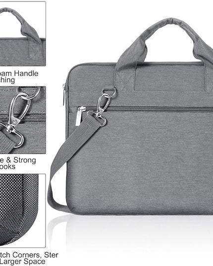 Voova Laptop Bag 15.6 Inch, 360° Protective Laptop Case Sleeve Compatible with MacBook Air 15 M2/M3/M4, MacBook Pro 15/16, 15-16” Lenovo Dell Hp, Waterproof Computer Bag Slim Briefcase, Grey