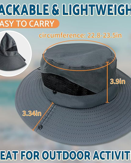 PFFY Sun Bucket Hats for Men Women 3” Wide Brim UPF 50+ Fishing & Beach Hat