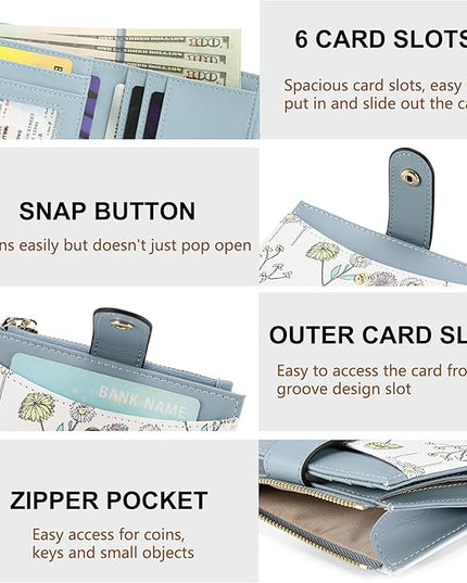 yiijay Small Wallet for Women RFID Blocking Tassle Bifold Slim Thin Leather Wallet Credit Card Holder Wallet Ladies Mini Wallet with Zipper Pocket