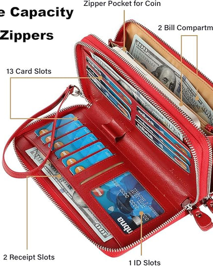 Lavemi Small Compact Women Wallet RFID Blocking Genuine Leather Bifold Purse with ID Windows