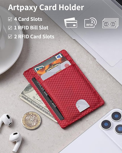 Artpaxy Slim Wallet for Men & Women, Minimalist Front Pocket Card Holder for Travel, RFID Blocking, Water Resistant Nylon Wallet for ID & Cash & Credit Card