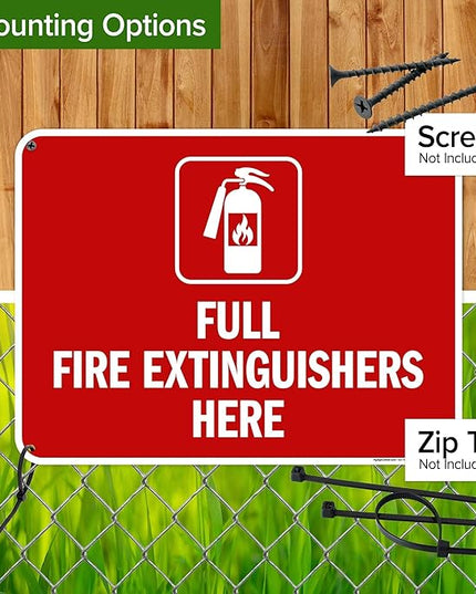 Full Fire Extinguishers Here Sign, 18x24 Inches, 55 mil thick HDPS (high density polystyrene), Made in USA by My Sign Center