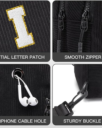 Viverte Small Corduroy Sling Bag Initial Crossbody Bag Fanny Pack for Girls Personalized Birthday Gifts for Teen Girls Gifts