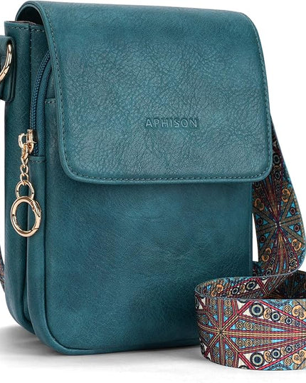 APHISON Small Crossbody Bags for Women Trendy, Leather Phone Wallet Purses Handbags Card Slots with Adjustable Guitar Strap
