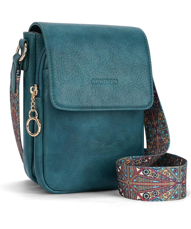APHISON Small Crossbody Bags for Women Trendy, Leather Phone Wallet Purses Handbags Card Slots with Adjustable Guitar Strap