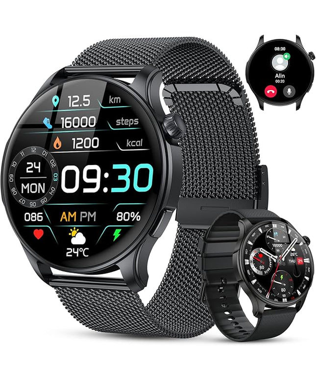 Smart Watch for Men Women Fitness: Make Answer Call Waterproof Digital Mens Watches Running Pedometer Smartwatch Android Phone iPhone Samsung Compatible Sleep SpO2 Heart Rate Monitor Step Tracker
