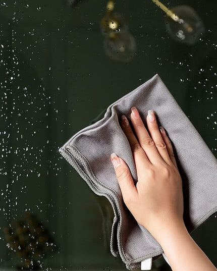 6 Pack Microfiber Glass Cleaning Cloth, 16 Inch X 16 Inch, Lint Free Quickly Clean Window, Glasses, Windshields, Mirrors, and Stainless Steel, Grey