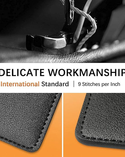Leather Phone Wallet, Stick On Card Holder for Back of Phone Case - Compatible with Most Cell Phones (iPhone, Samsung) - 2Pack Black