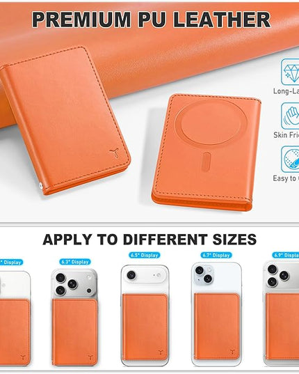 TUCCH for Magsafe Wallet with 6 Card Holders, RFID Blocking [Clear ID Window] PU Leather Men Women Folio Magnetic Phone Wallet for iPhone 17/16/15/14/13/12/Plus/Air/Pro/Pro Max Series, Orange