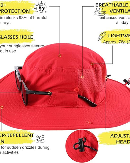 Connectyle Men's Sun Hat UPF 50+ Wide Brim Bucket Hats for Fishing Hiking Gardening Adjustable Boonie Hat Outdoor Safari Hats