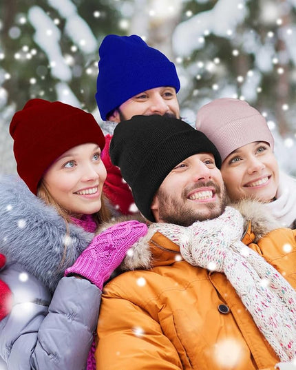 Jecery 50 Pack Winter Beanies Hats Bulk for Homeless Unisex Cold Weather Stretch Caps Warm Knitted Cuffed Hats for Women Men