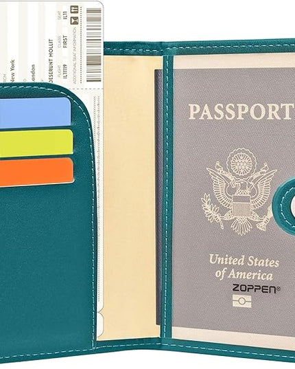 ZOPPEN Passport Holder Women, Passport Cover Travel Wallet Rfid Blocking Passport Wallet Cover Case Travel Essentials Document Organizer, Tea Green