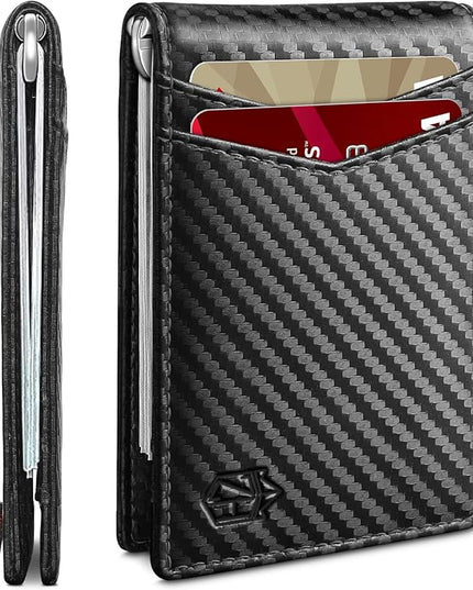 Zitahli Wallet for Men-6 Slots ID Window-Mens Wallets-Slim Wallet Classic Spring Money Clip RFID Blocking-Gift for Men