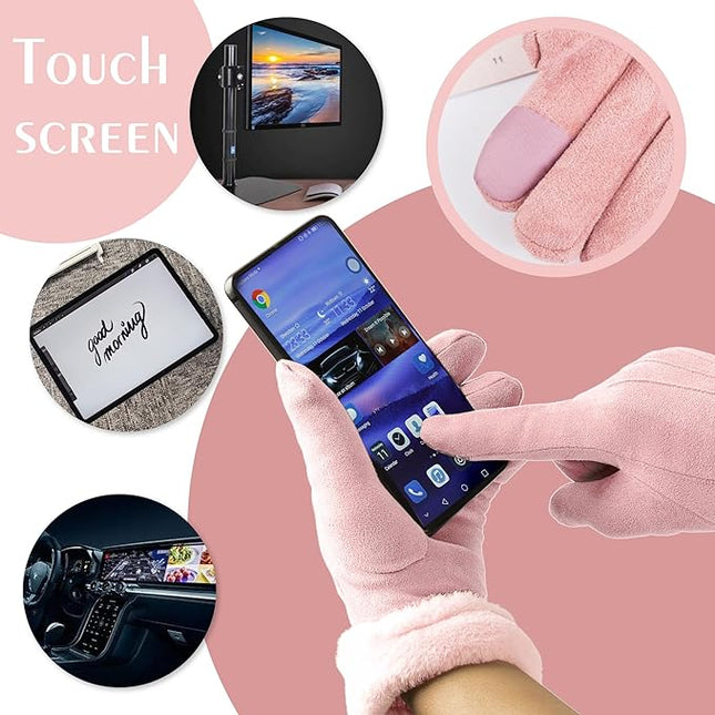 Vagasi Winter Gloves for Women, Touch Screen Cold Weather Thermal Warm Windproof Gloves, Soft Thick Fleece Lining Glove