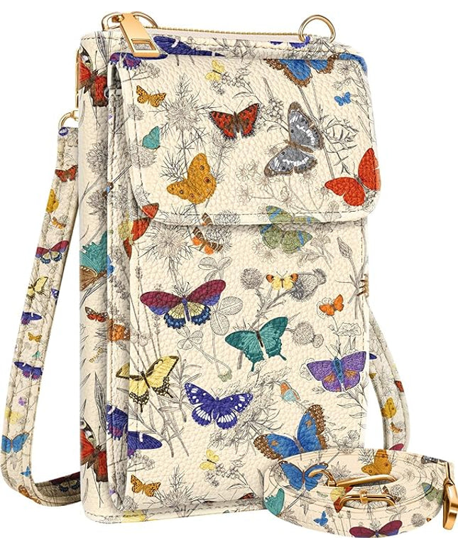 Cute Small Crossbody Purse Cell Phone Bags for Women - Leather Cellphone Wallet Purse with Shoulder Strap