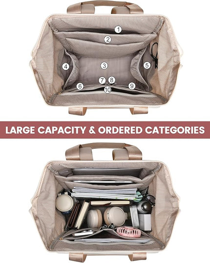 LOVEVOOK 18 Inch Laptop Backpack for Women, Large Capacity Travel Backpack with Organizer Bag, Waterproof Carry on Backpack Purse Work Bag with USB Port for College Teacher Nurse, 2PCS