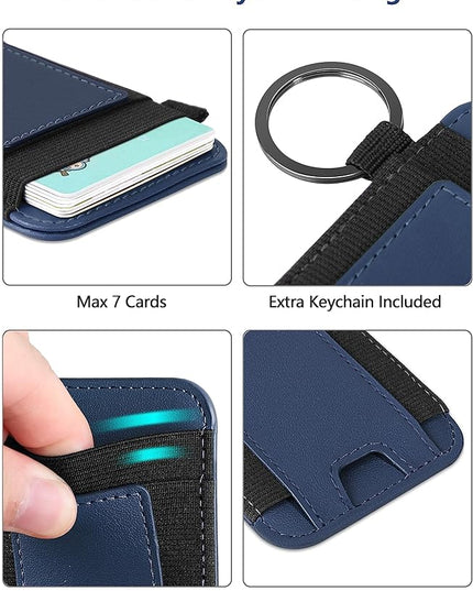 For Magsafe Wallet, Strongest Magnetic Wallet for iPhone 17/16/15/14/13/12 Series, for Magsafe Card Holder with 2 Card Slots, Magnetic Card Holder, Vegan Leather, Hold 7 Cards, Slim, Navy Blue