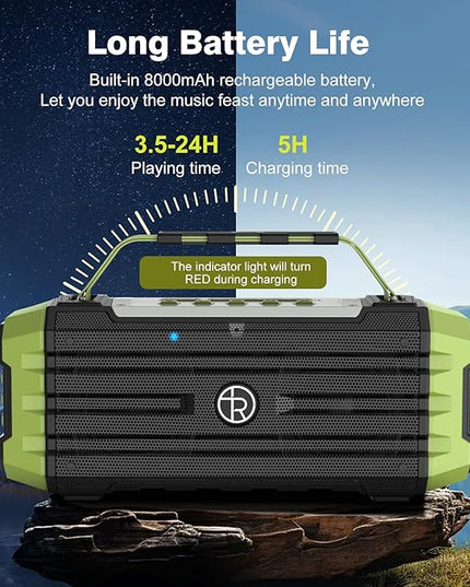 Portable Bluetooth Speaker 120W Peak 80W Wireless Speakers, TWS Pairing, Deep Bass, Hi-Fi Loud Speaker, IPX6 Waterproof, DSP Sound Boombox for Outdoor, Camping, Party, Beach