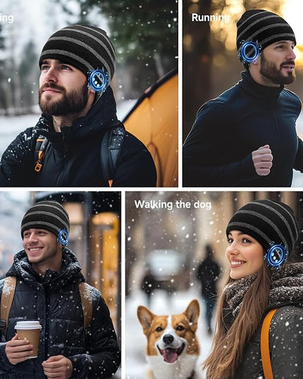 Bluetooth Beanie for Men Women, HD Stereo Sound Beanie with Headphones, Unique Tech Gifts for Men Husband Him Teen