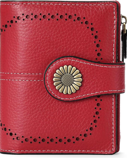 SENDEFN Small Womens Wallet Leather Bifold Card Holder RFID Blocking with Zipper Coin Pocket