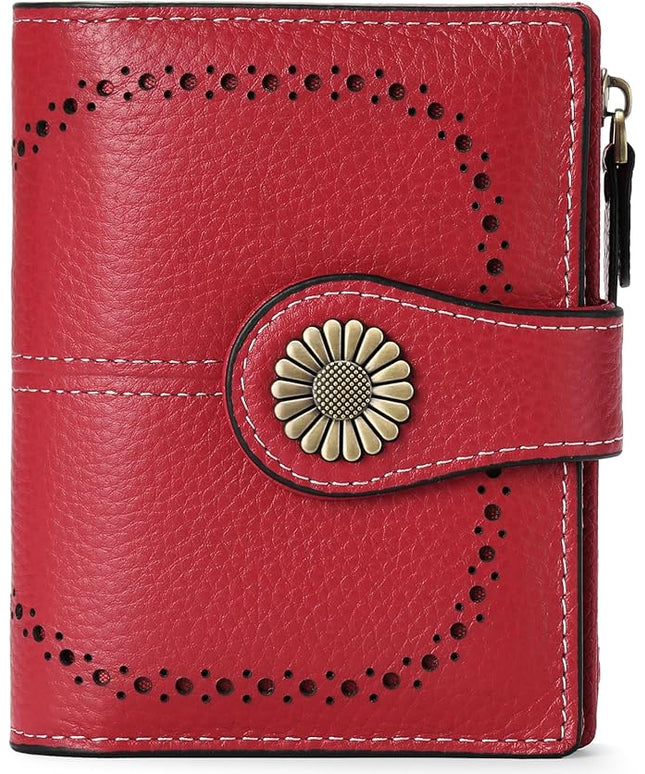 SENDEFN Small Womens Wallet Leather Bifold Card Holder RFID Blocking with Zipper Coin Pocket