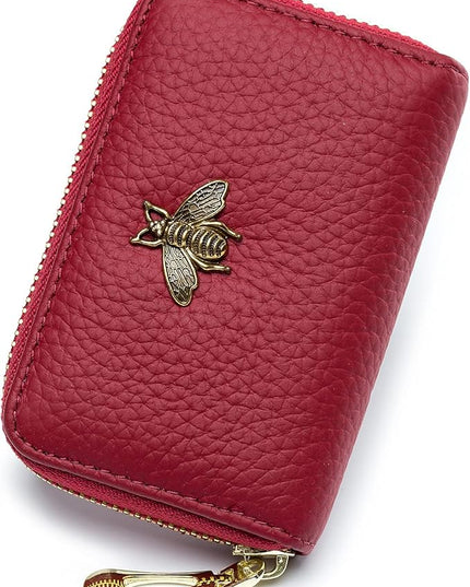 imeetu RFID Credit Card Holder, Small Leather Zipper Card Case Wallet for Women