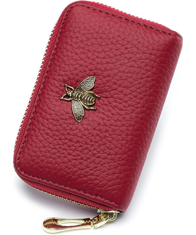 imeetu RFID Credit Card Holder, Small Leather Zipper Card Case Wallet for Women