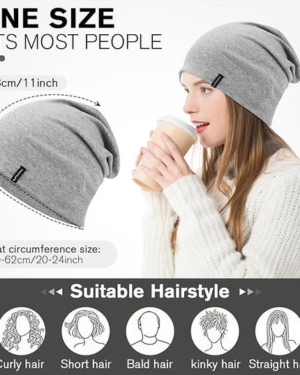 Slouchy Beanie for Women Men Soft Cotton Chemo Hats Double-Layer Warm Beanie Cap for Daily Wear & Transitional Seasons