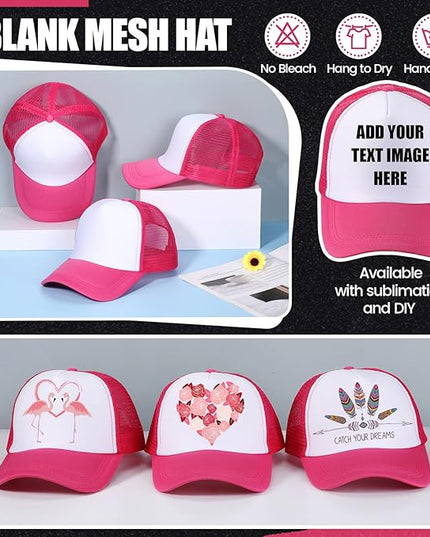 10 Pcs Sublimation Blank Trucker Hats Bulk Mesh Baseball Cap Polyester Mesh Trucker Hat for Men and Women