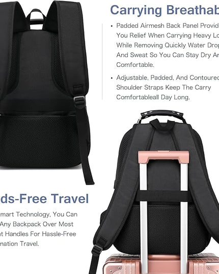 Boavan Laptop Backpack for men, 15.6 inch Laptop Bag with USB Port, Waterproof Travel Work Backpack Purse, Anti-Theft Teacher Nurse Doctor Casual Bookbags Office Business backpack，PinkBlack
