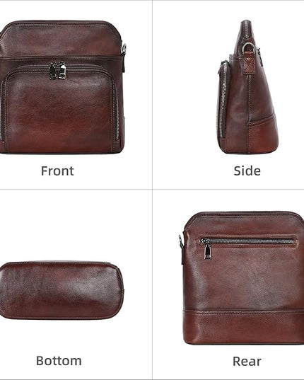 Iswee Leather Crossbody Bags for Women Multi Pockets Medium Shoulder Bag Lightweight Functional Travel Purse