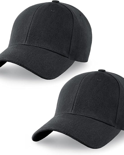 2-Pack Classic Structured Baseball Cap Adjustable Snapback Multipack Ball Caps for Custom Embroidery Running Workouts Outdoor