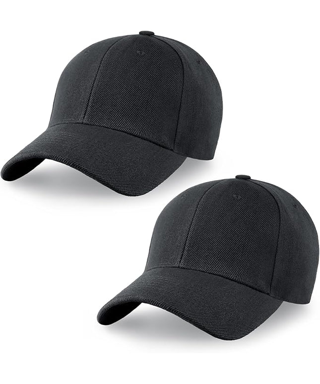 2-Pack Classic Structured Baseball Cap Adjustable Snapback Multipack Ball Caps for Custom Embroidery Running Workouts Outdoor